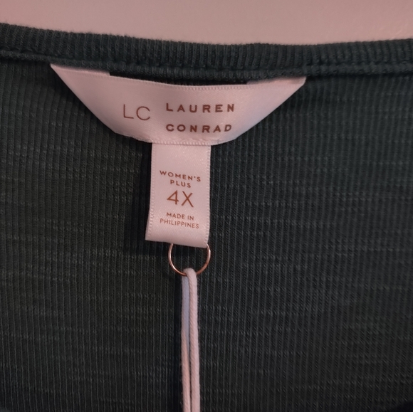 LC Lauren Conrad Raglan Ruffle Sleeve Tunic Top NWT Green - Picture 3 of 15